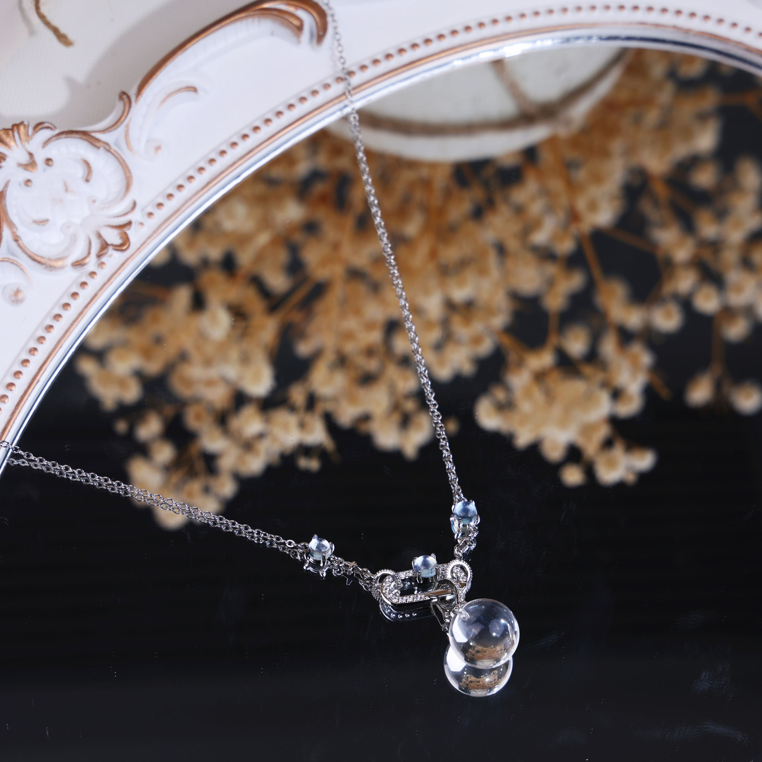 Dainty Natural Crystal CZ Accent Chain Necklace/CR-D85Q69