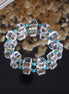 Cube Clear Quartz Bracelet With Turquoise Accent Beads/CR-G58Q160