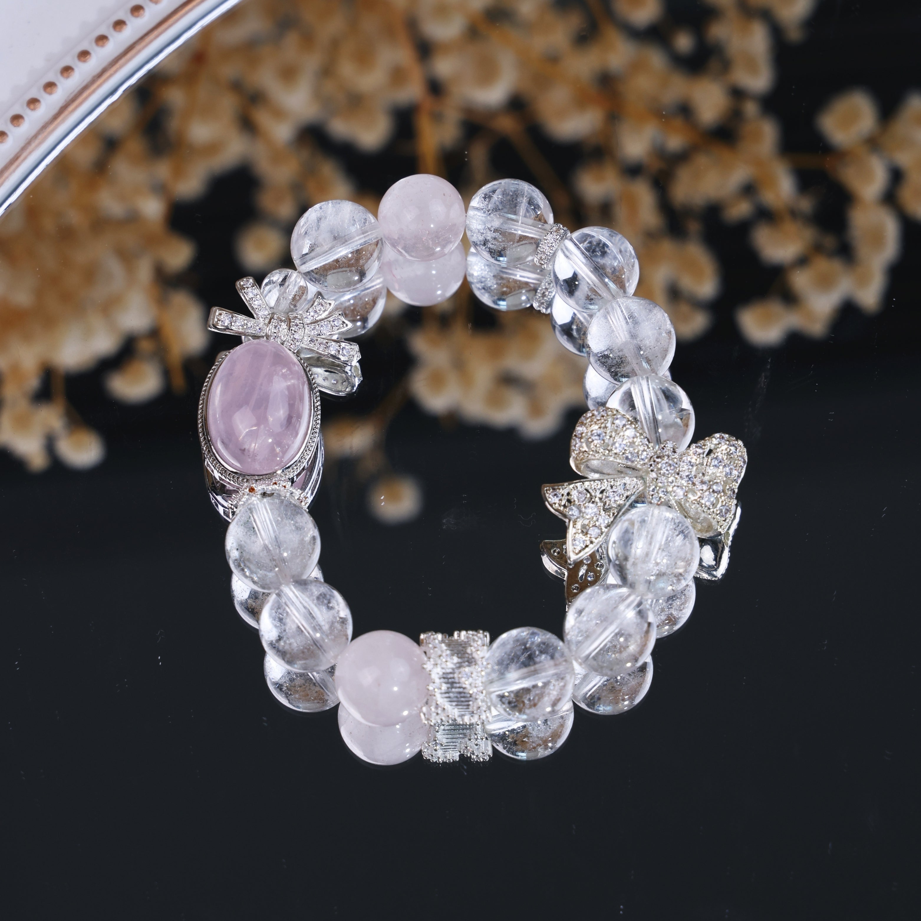 Natural Rose Quartz White Phantom Quartz Bracelet/CR-D94Q42