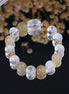 Natural Citrine Clear Quartz Faceted Beaded Bracelet/CR-D25Q54