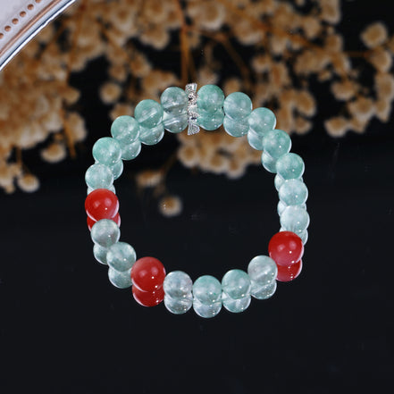 Natural Green Strawberry Quartz Pink Agate Summer Dainty Beaded Bracelet/CR-D04Q32