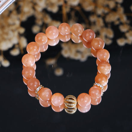 Natural Sunstone Orange Moonstone Beaded Bracelet/CR-D05Q47