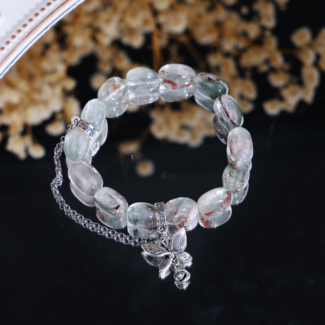 Natural Freeform Green Phantom Quartz Bracelet/CR-D26Q56