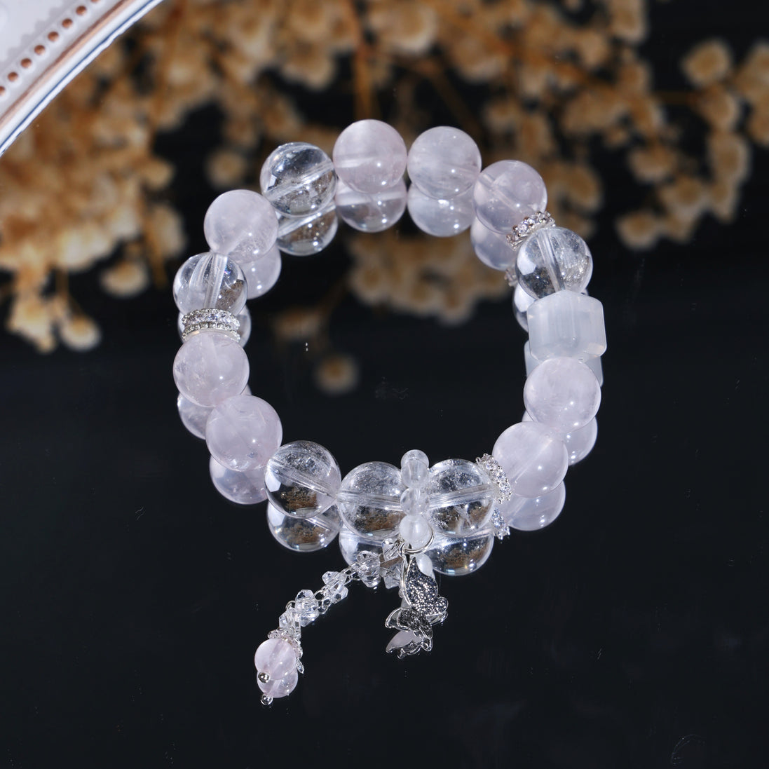 Natural Clear Quartz Rose Quartz Multi-Stone Bracelet/CR-D94Q43