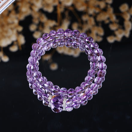 Natural Purple Azeztulite Double Wrap Bracelet/CR-D56Q42
