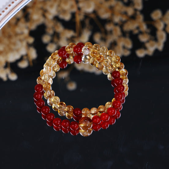 Natural Yellow Tourmaline Red Agate Stackable Bracelet/CR-D84Q28