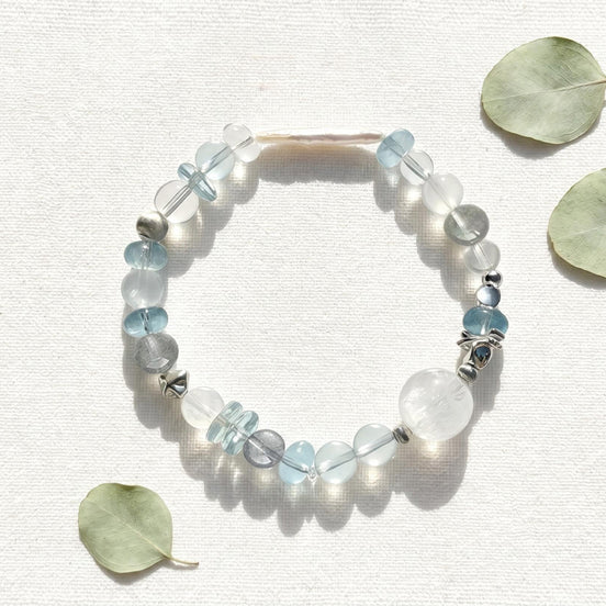 Blue Topaz & Grey Moonstone 925 Sterling Silver Bracelet