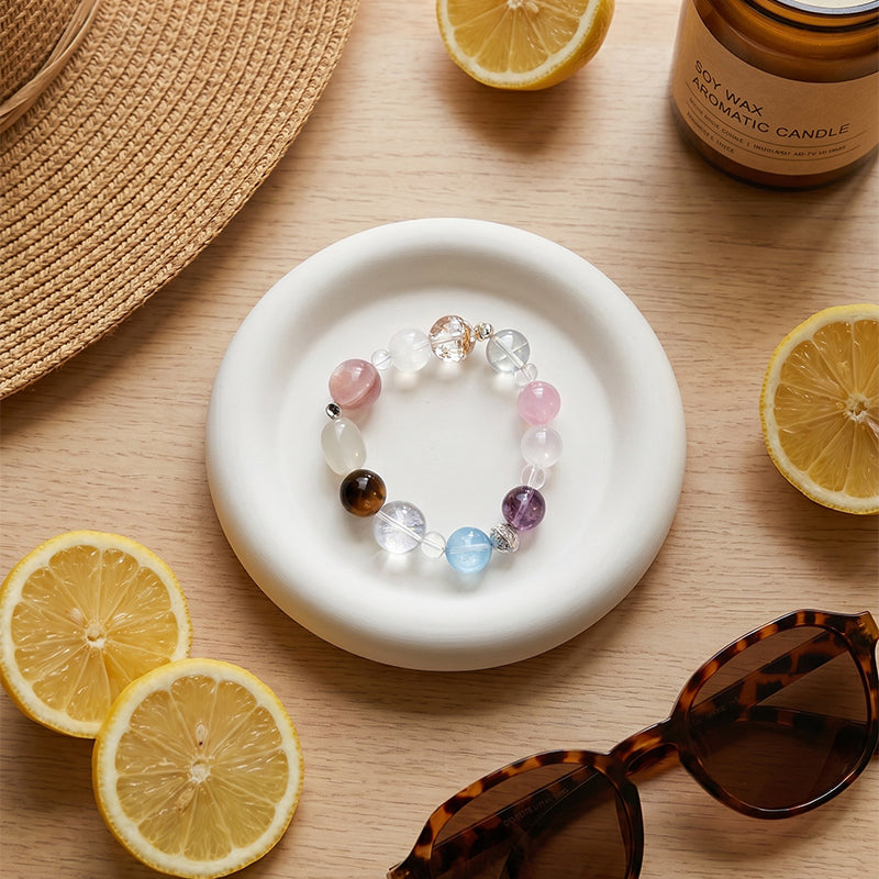 Amethyst, Aquamarine & Purple Phantom Charm Bracelet/CR-G07Q141