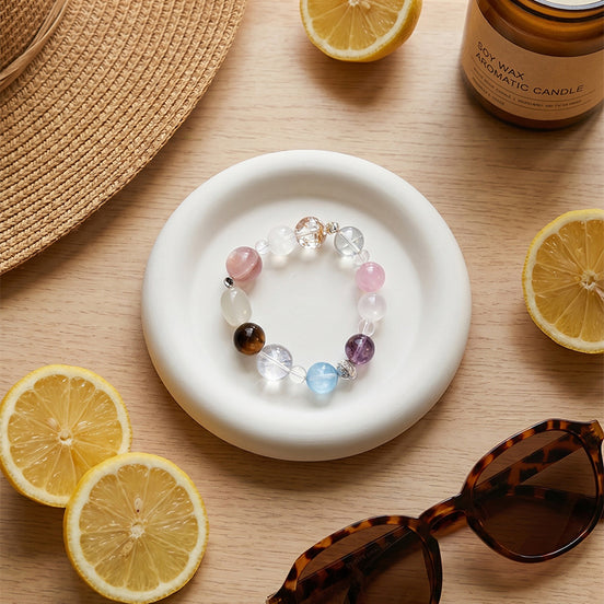 Amethyst, Aquamarine & Purple Phantom Charm Bracelet