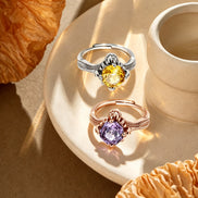 Multi-color Cushion Antique Band Zircon Ring