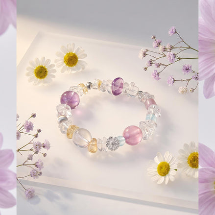Clear Quartz & Amethyst 925 Sterling Silver Bracelet