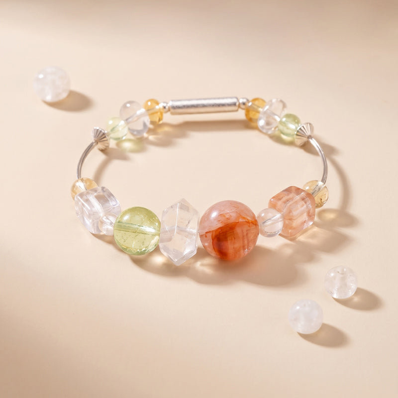 Citrine & Clear Quartz 925 Sterling Silver Bracelet/CR-SB87Q150