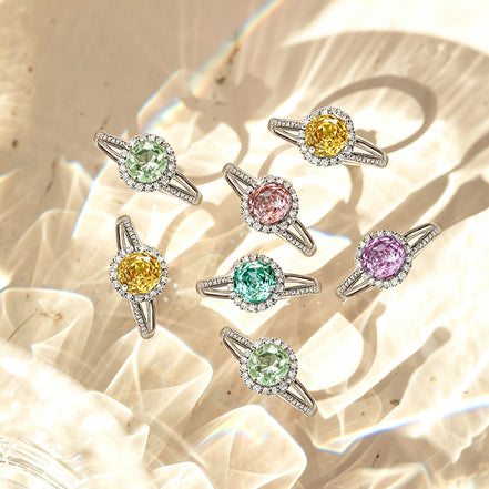 Multi-color Round Floral Halo Zircon Ring