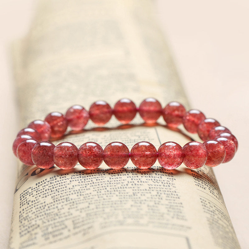 Natural Strawberry Quartz Beaded Bracelet
