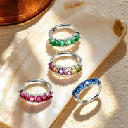 Multicolor Row Zircon Ring