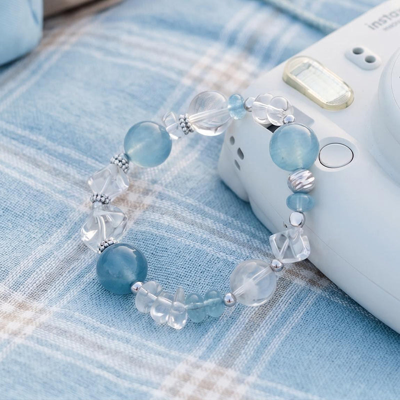 Aquamarine & Blue Topaz Alloy Charm Bracelet/CR-G86Q108