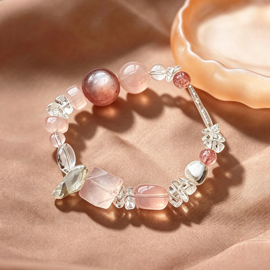 Rose Quartz & Strawberry Quartz Bracelet