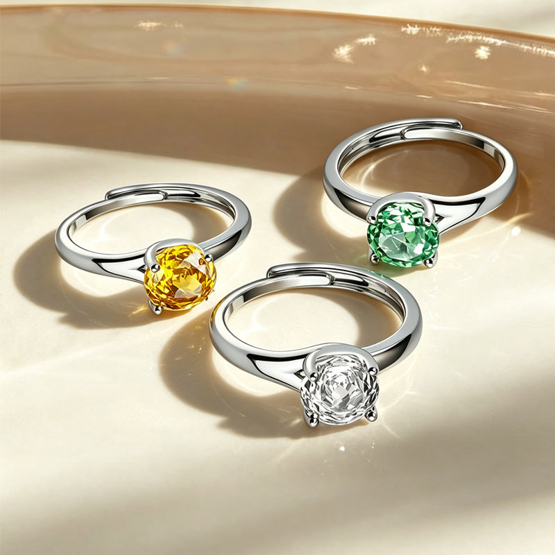 Multi-color Oval Four Prong Zircon Ring