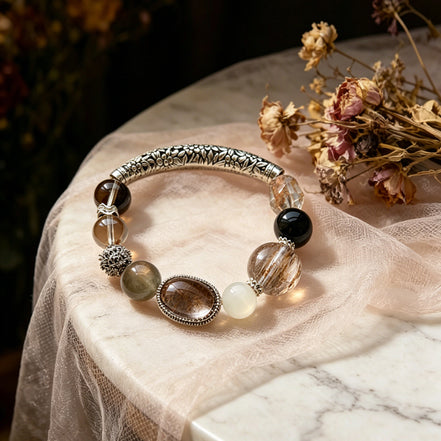 Zeus Mystic Quartz & Clear Quartz Freeform Charm Bracelet