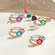 Multi-shade Round Six Prong Zircon Ring