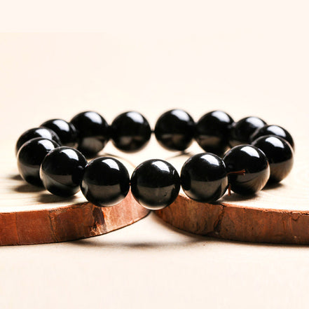 Natural Black Obsidian Beaded Bracelet