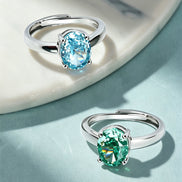 Dual Color Oval Solitaire Zircon Ring