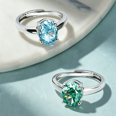 Dual Color Oval Solitaire Zircon Ring