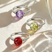 Multi-color Cushion Paved Band Zircon Ring