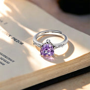 Purple Heart Taper Side Stone Zircon Ring
