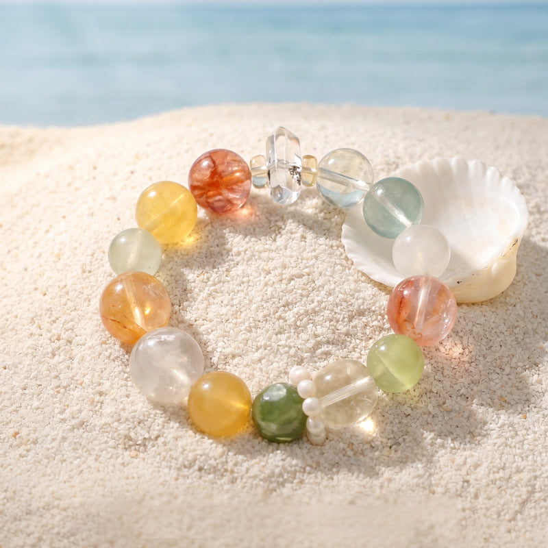 Flower Crystal & Green Fluorite Mixed Crystal Bracelet/CR-G57Q160