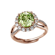 Multi-color Round Floral Halo Zircon Ring