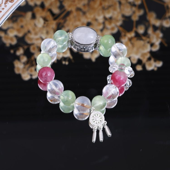 Mixed Crystal Bead Bracelet With Dreamcatcher Charm/CR-D36Q85