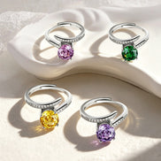 Multi-color Cushion Split Shank Zircon Ring