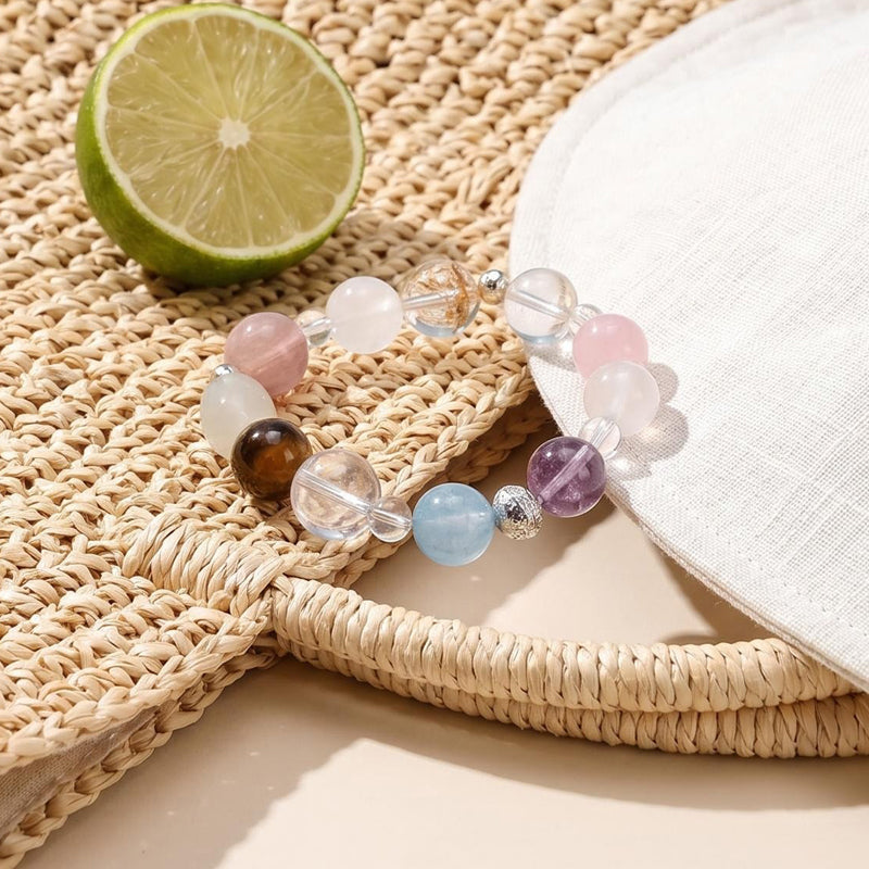 Amethyst, Aquamarine & Purple Phantom Charm Bracelet/CR-G07Q141