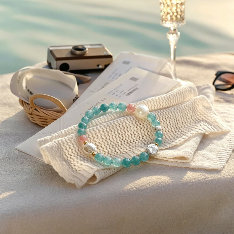 Amazonite & Rose Quartz Bracelet/CR-D05Q49