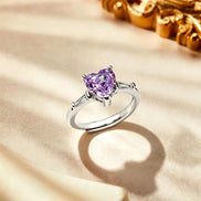 Purple Heart Taper Side Stone Zircon Ring