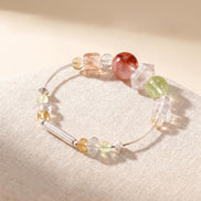 Citrine & Clear Quartz 925 Sterling Silver Bracelet