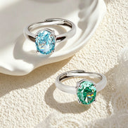 Dual Color Oval Solitaire Zircon Ring