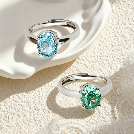 Dual Color Oval Solitaire Zircon Ring