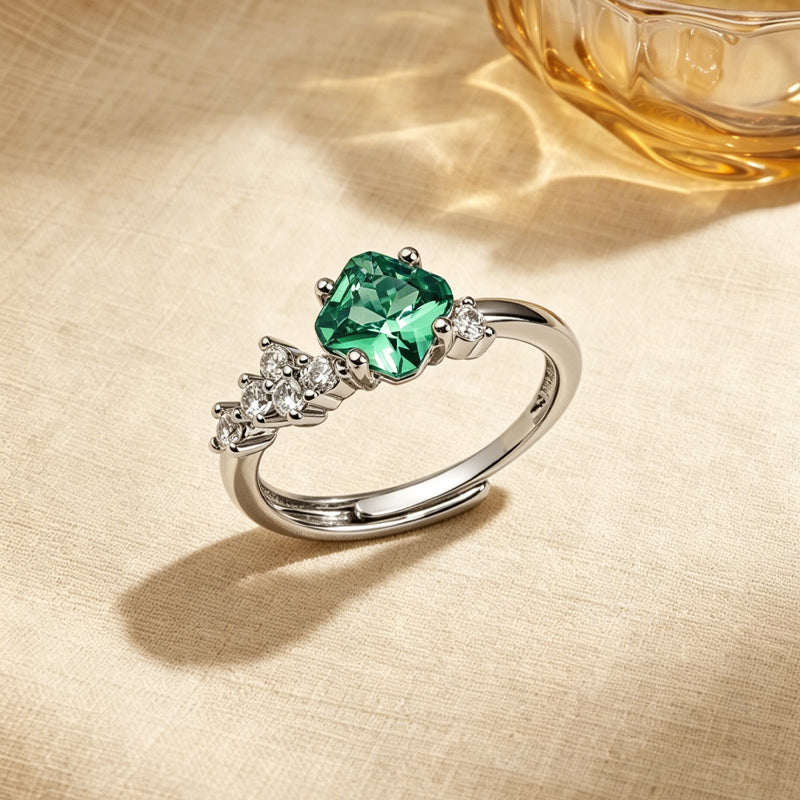 Multi-color Cushion Cluster Zircon Ring