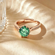 Multi-shade Round Six Prong Zircon Ring