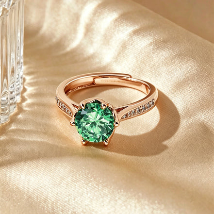 Multi-shade Round Six Prong Zircon Ring
