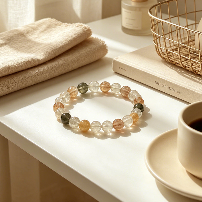 Multicolour Rutilated Quartz Bracelet/CR-D55Q55
