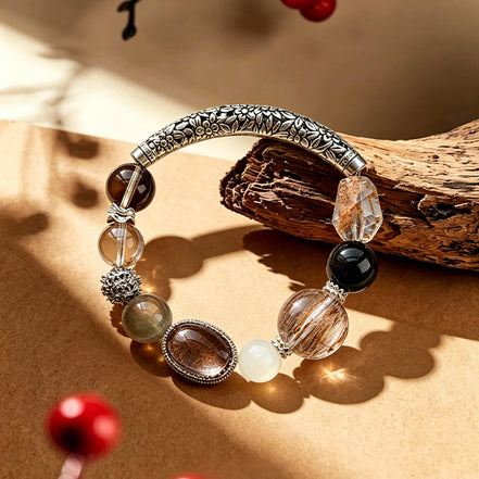 Zeus Mystic Quartz & Clear Quartz Freeform Charm Bracelet