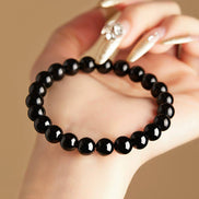 Natural Black Obsidian Beaded Bracelet