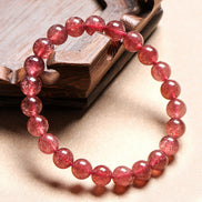 Natural Strawberry Quartz Beaded Bracelet