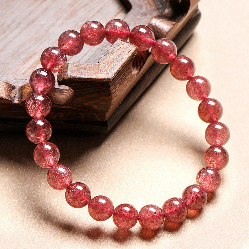 Natural Strawberry Quartz Beaded Bracelet