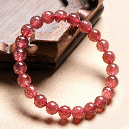 Natural Strawberry Quartz Beaded Bracelet