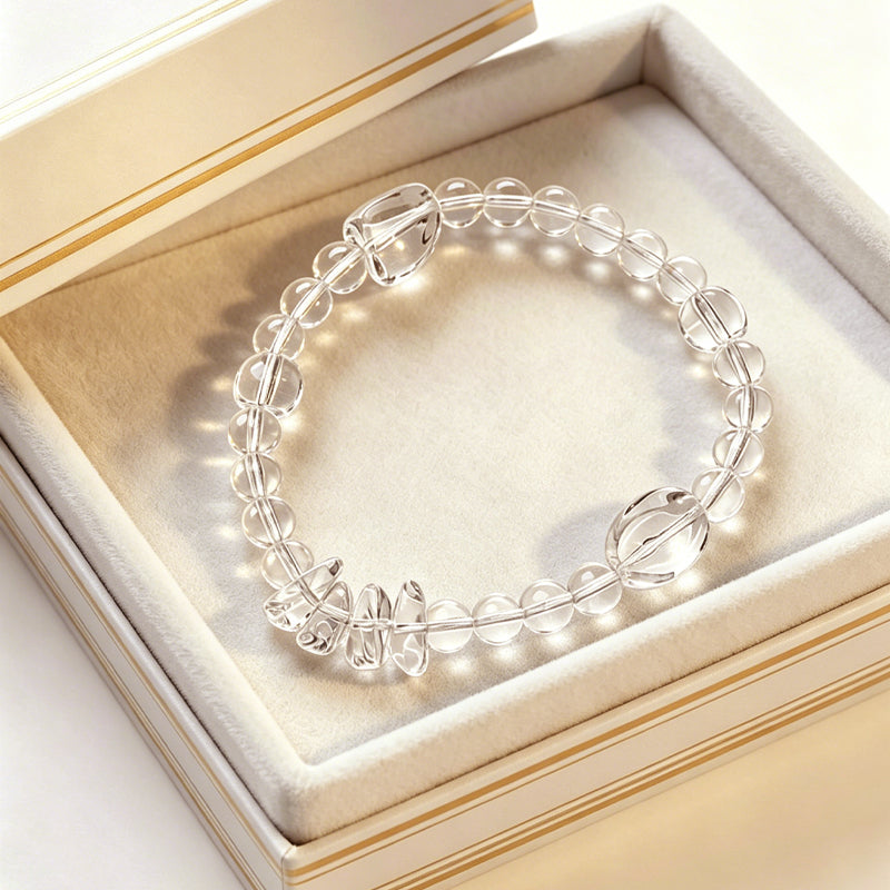 Clear crystal bracelet in a decorative box