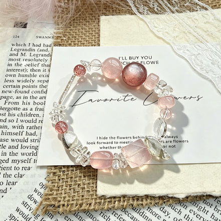 Rose Quartz & Strawberry Quartz Bracelet